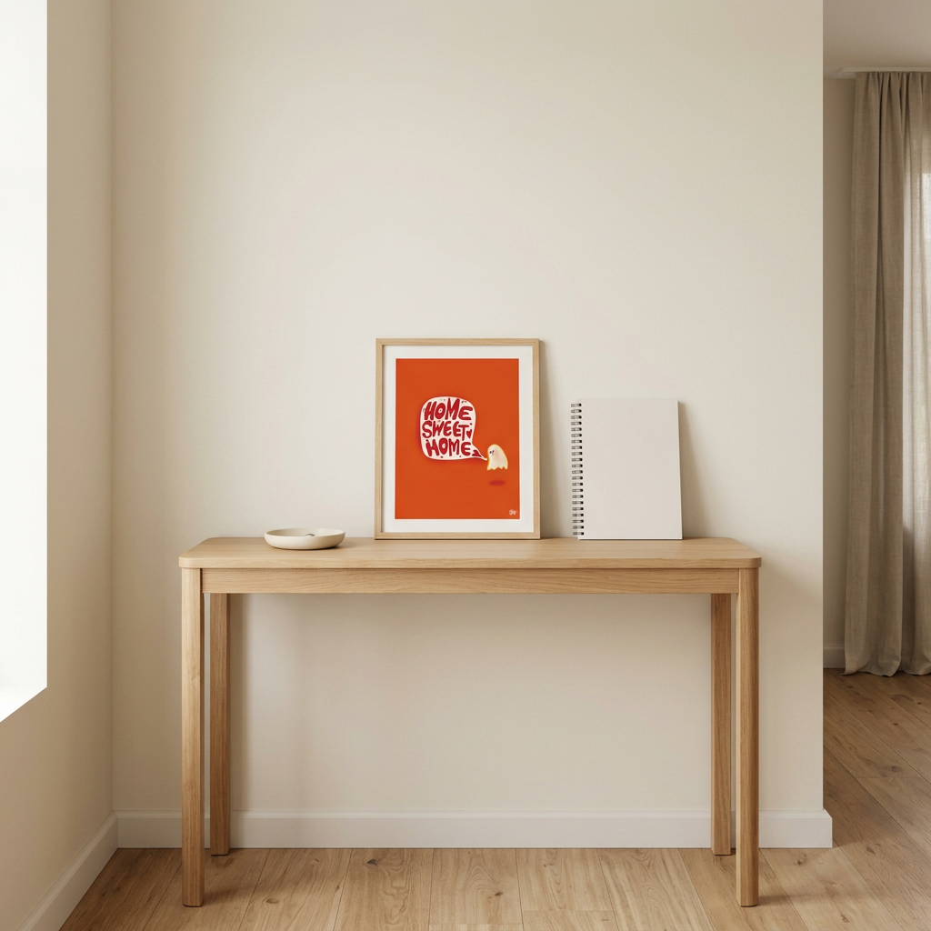 Home Sweet Home en petit format sur une console d’entrée